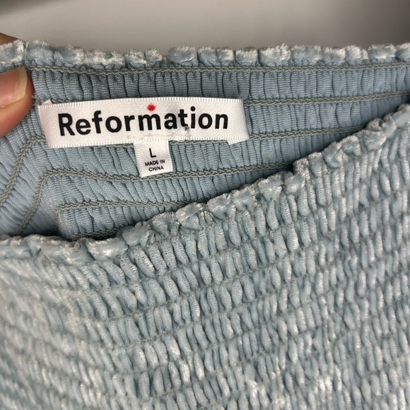 NWT Reformation Albi Silk Velvet Mini Dress in Turquoise - Picture 4 of 9